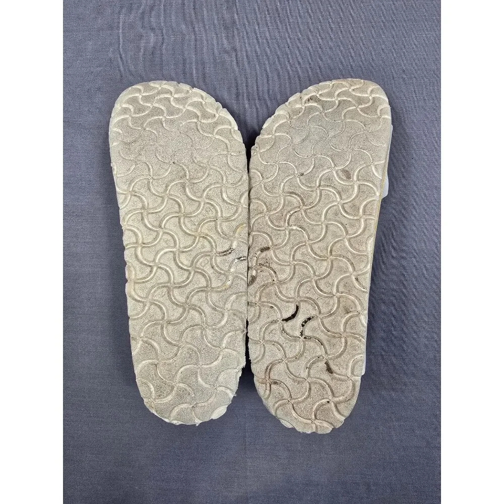 Birkenstock Size 39 Womens Arizona White Leather Sandals Big Buckle - Picture 8 of 8